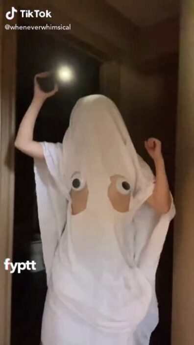 Hot tiktok girl aiyuens nude dress up like sexy ghost and showing tits